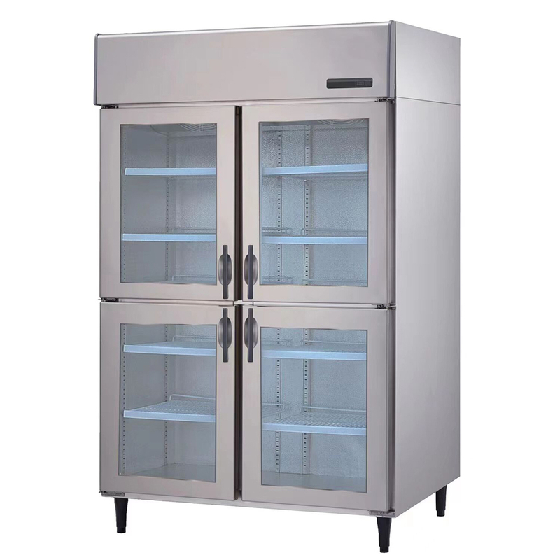 -6 ~ 12 ℃ refroidissement à l'air 4 portes en verre réfrigérateur à portée de main en vertu du réfrigérateur commercial 