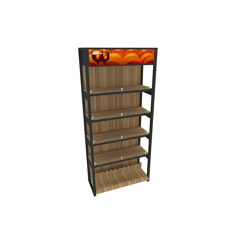 Rack d'affichage à vin en bois et en métal