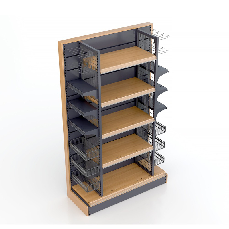 Rack d'épicerie de texture en bois