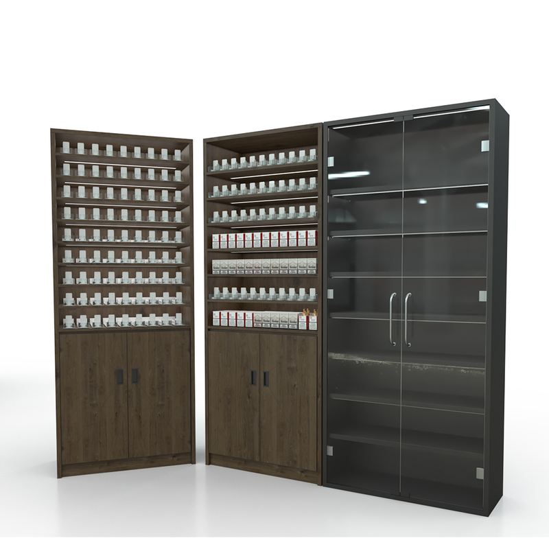 Armoire à rack d'affichage pour cigarette avec porte vitrée