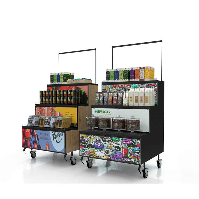 Rack d'écran de fruits et légumes pliables avec roues