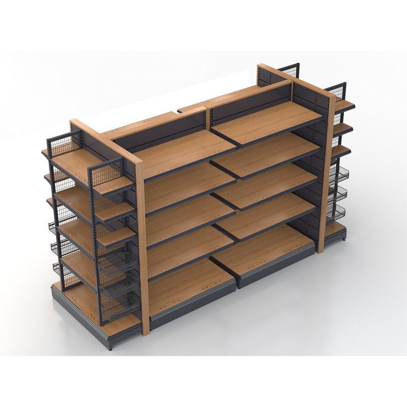 Rack d'épicerie de texture en bois
