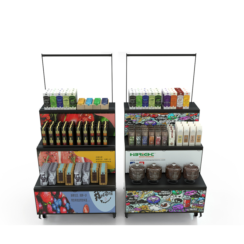 Rack d'écran de fruits et légumes pliables avec roues