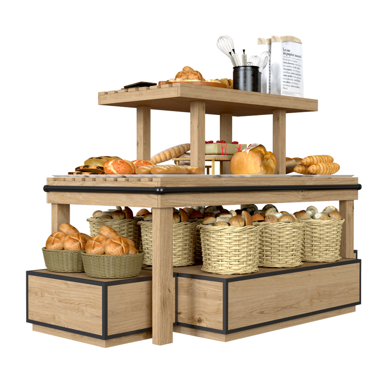 Étagère d'affichage en bois pour la boulangerie