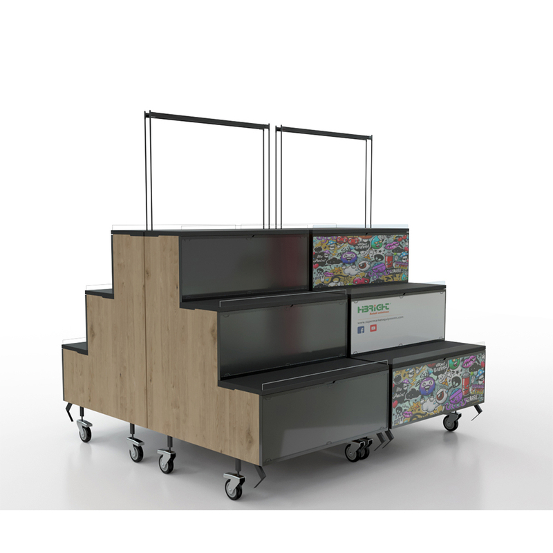 Rack d'écran de fruits et légumes pliables avec roues