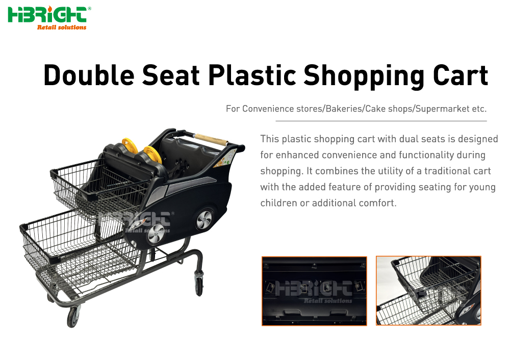 Cart d'achat en plastique à double siège1