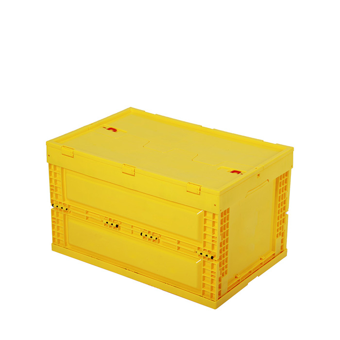 Boîte de rangement en plastique pliable à économie d'espace avec couvercle