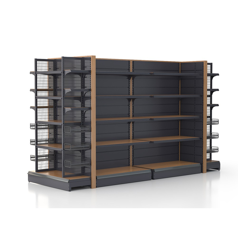 Rack d'épicerie de texture en bois