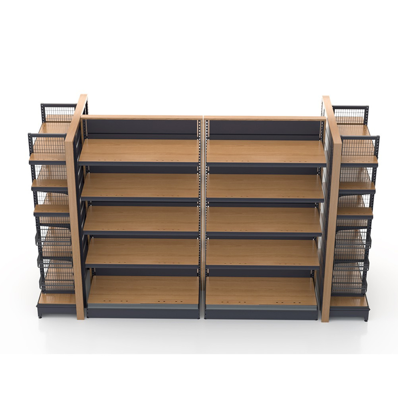 Rack d'épicerie de texture en bois