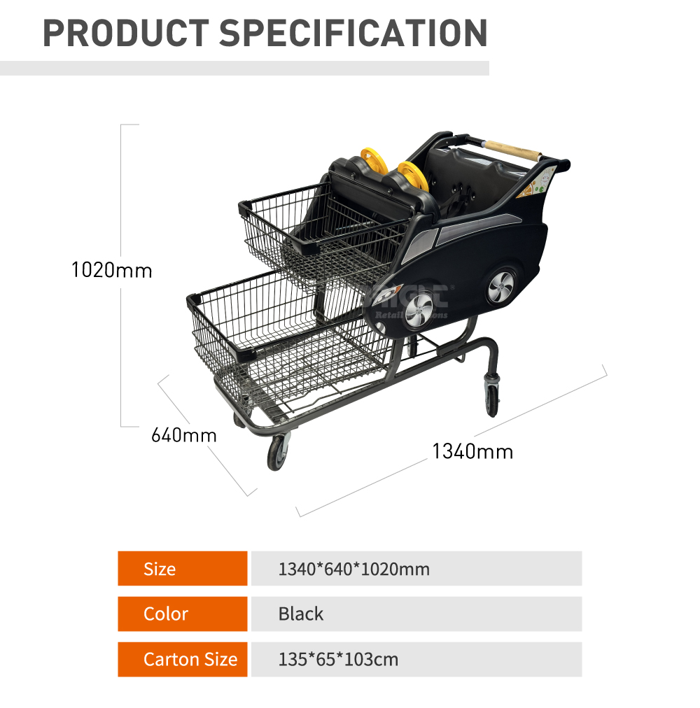 Cart d'achat en plastique à double siège2