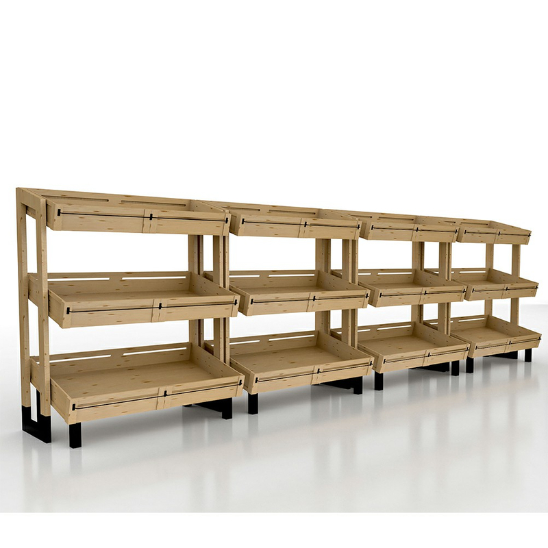 Rack d'affichage en bois pour les fruits et légumes