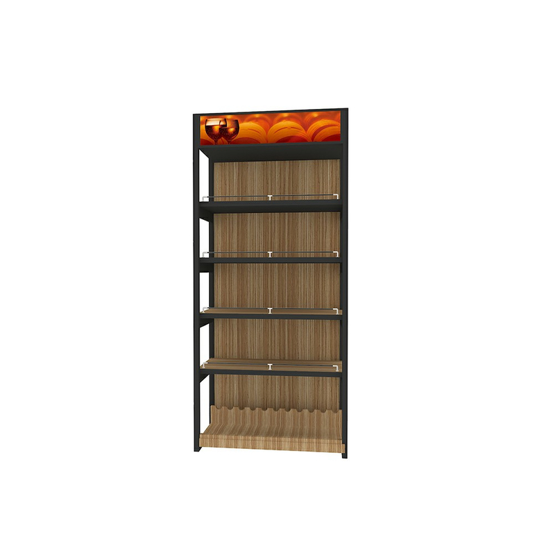 Rack d'affichage à vin en bois et en métal