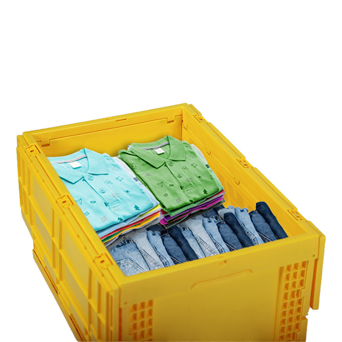 Boîte de rangement en plastique pliable à économie d'espace avec couvercle
