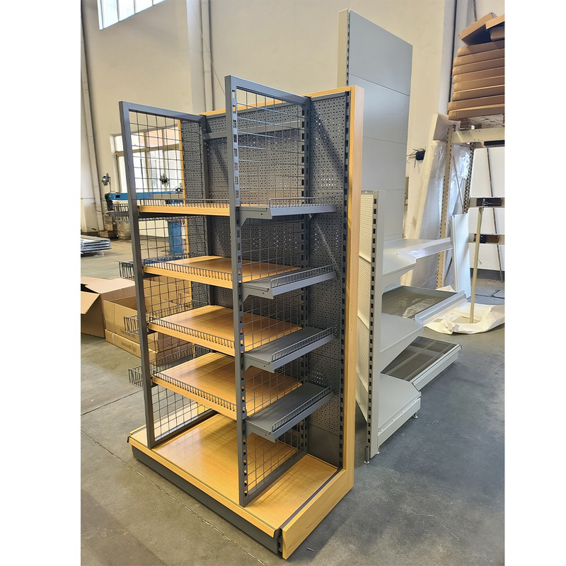 Rack d'épicerie de texture en bois