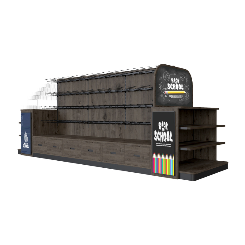 Rack d'affichage en bois pour papeterie